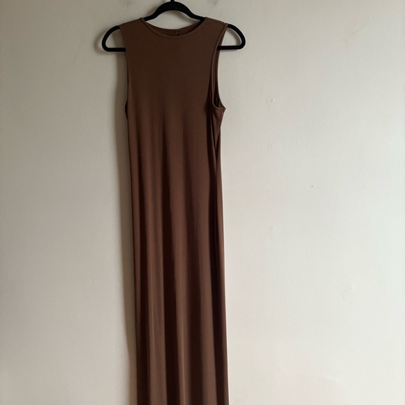 Skims Sz XL Brown Ribbed Soft Basic Sleeveless Bodycon Maxi Dress - Picture 2 of 9